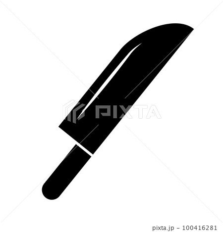 光沢のあるナイフのシルエットアイコン。くだものナイフ。料理。ベクター。 100416281