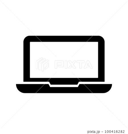 ノートパソコンのシルエットアイコン。持ち運び可能なコンピュータ。ベクター。 100416282