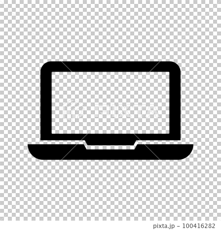 ノートパソコンのシルエットアイコン。持ち運び可能なコンピュータ。ベクター。 100416282