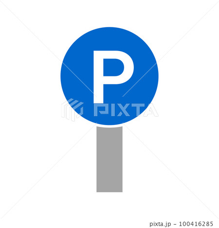 パーキングサインとポール。駐車エリア。ベクター。 100416285