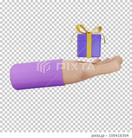 3d rendering hand with gift concept 100416304