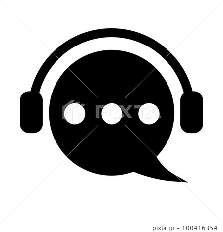 チャットサポートのシルエットアイコン。ベクター。 チャットサポートのシルエットアイコン。ベクター。 100416354