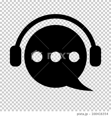 チャットサポートのシルエットアイコン。ベクター。 チャットサポートのシルエットアイコン。ベクター。 100416354