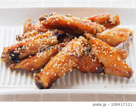 手羽中の甘辛照り焼き 手羽中の甘辛照り焼き 100417121