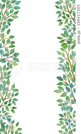 木の葉の水彩画ベクターイラストフレーム背景  100417305