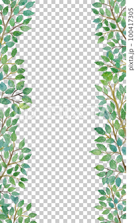木の葉の水彩画ベクターイラストフレーム背景  100417305