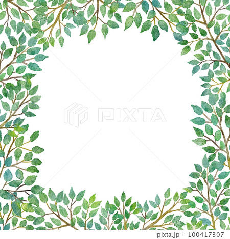 木の葉の水彩画ベクターイラストフレーム背景  100417307