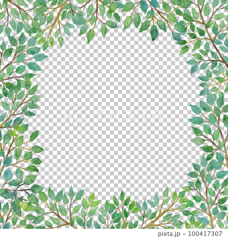 木の葉の水彩画ベクターイラストフレーム背景  100417307