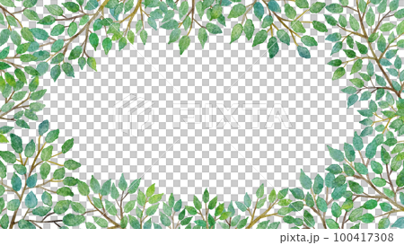 木の葉の水彩画ベクターイラストフレーム背景  木の葉の水彩画ベクターイラストフレーム背景  100417308