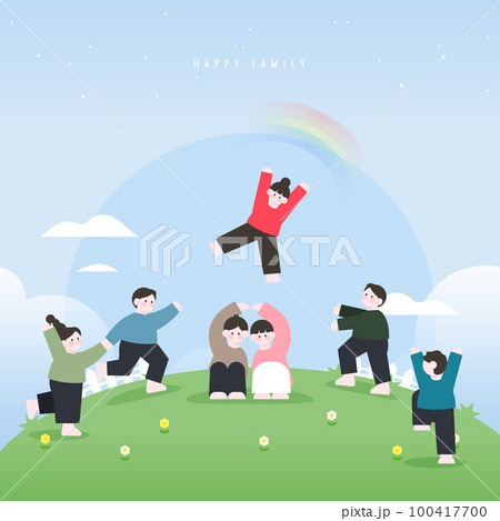 イラスト 家族 ファミリー 100417700