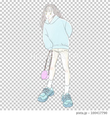 casual fashion female character full body hand drawn illustration casual fashion female character full body hand drawn illustration 100417790