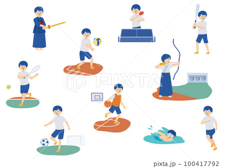 スポーツをする男の子のイラスト 100417792