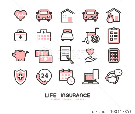 生命保険に関するアイコンのベクターイラスト素材/ケガ/入院/車/交通事故 生命保険に関するアイコンのベクターイラスト素材/ケガ/入院/車/交通事故 100417853