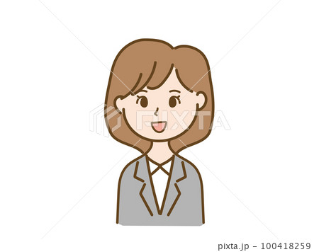 にっこりと微笑むスーツ女性会社員_カラー にっこりと微笑むスーツ女性会社員_カラー 100418259