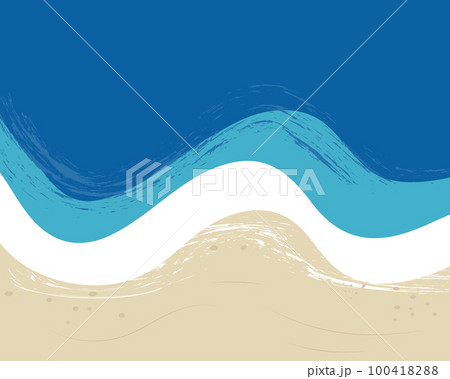 Summer landscape in a flat style. Sea, waves and sand. The concept of a summer holiday at sea Summer landscape in a flat style. Sea, waves and sand. The concept of a summer holiday at sea 100418288