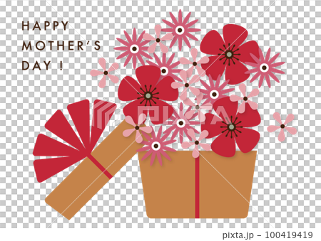 Mother's day illustration of a box and lots of flowers Mother's day illustration of a box and lots of flowers 100419419