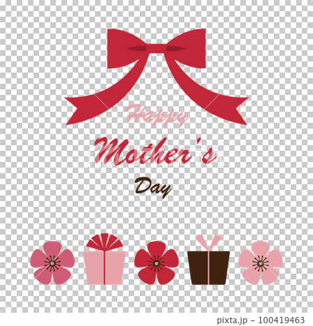 帶絲帶、禮物和鮮花的母親節插圖 100419463
