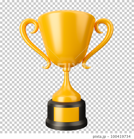 Golden Trophy on with background, 3D rendering illustration. 100419734