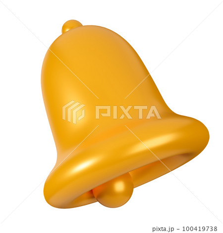 Gold bell alarm icon on with background, 3D rendering. Gold bell alarm icon on with background, 3D rendering. 100419738