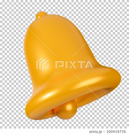 Gold bell alarm icon on with background, 3D rendering. Gold bell alarm icon on with background, 3D rendering. 100419738