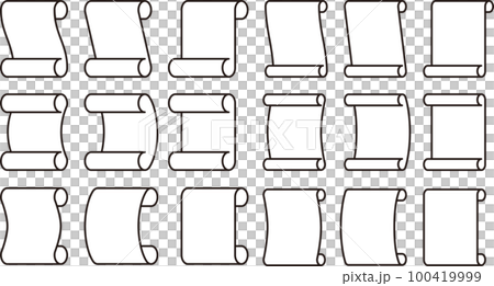 黑白紙和滾動圖標集 100419999