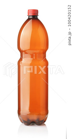 Front view of empty brown plastic bottle Front view of empty brown plastic bottle 100420152