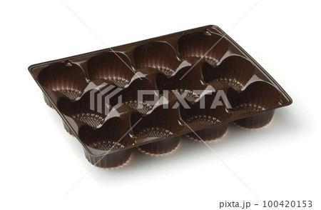 Empty brown plastic blister candy packaging tray Empty brown plastic blister candy packaging tray 100420153
