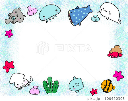 海の生き物フレームのイラスト素材 [100420303] - PIXTA