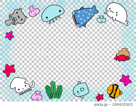 海の生き物フレームのイラスト素材 [100420303] - PIXTA