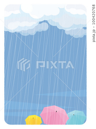 雨降りの空とカラフルな傘 雨降りの空とカラフルな傘 100420768