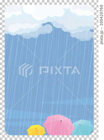 雨降りの空とカラフルな傘 雨降りの空とカラフルな傘 100420768