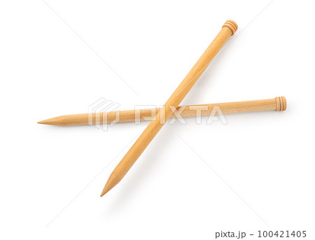 A pair of large wooden knitting needles A pair of large wooden knitting needles 100421405
