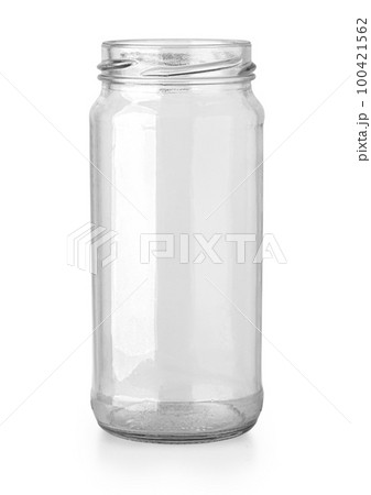 Open empty glass jar for food and canned food. 100421562