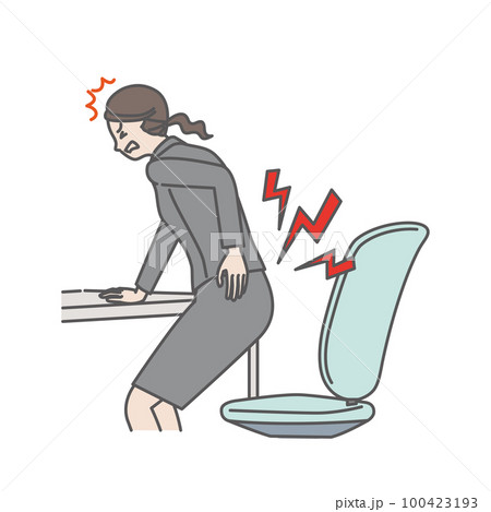デスクワークで腰を痛めた女性 100423193