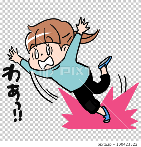 躓いてびっくりする女の子 100423322