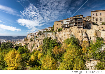 The Casas Colgadas, the Hanging Houses in the medieval town of Cuenca in Castilla La Mancha, Spain. The Casas Colgadas, the Hanging Houses in the medieval town of Cuenca in Castilla La Mancha, Spain. 100423993