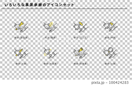 いろいろな事業承継のシンプルなアイコンセット、ベクター 100424283