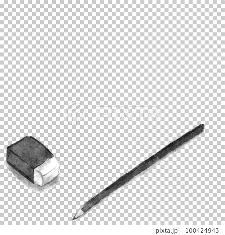Stationery pencil and eraser monochrome illustration (ink hand-drawn illustration) Stationery pencil and eraser monochrome illustration (ink hand-drawn illustration) 100424943