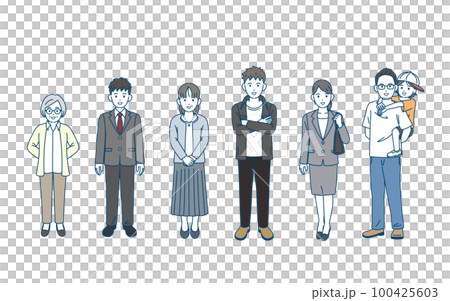 各個年齡段的人,男女全身插圖集 各個年齡段的人,男女全身插圖集 100425603