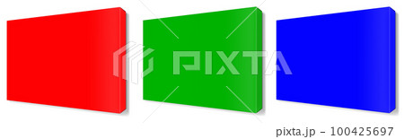 Red, green and blue (RGB) Canvas Wraps template for presentation layouts and design. 3D rendering. Red, green and blue (RGB) Canvas Wraps template for presentation layouts and design. 3D rendering. 100425697