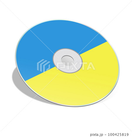 CD or DVD blank template Ukrainian flag for presentation layouts and design. 3D rendering. Digitally Generated Image. Isolated on white background. 100425819