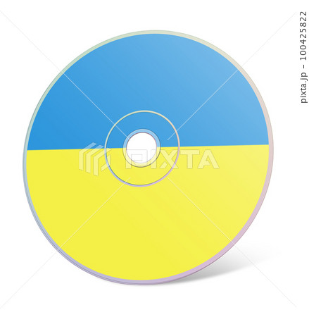 CD or DVD blank template Ukrainian flag for presentation layouts and design. 3D rendering. Digitally Generated Image. Isolated on white background. 100425822
