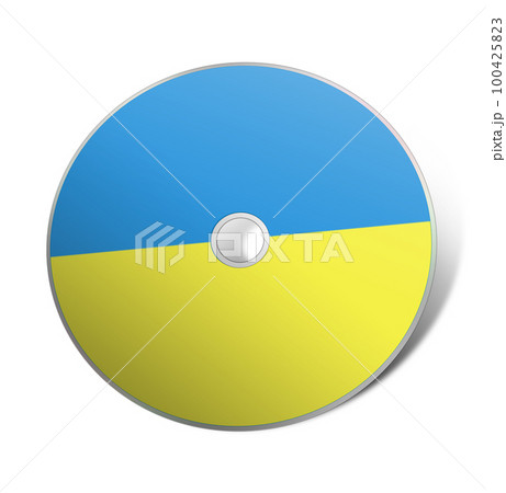CD or DVD blank template Ukrainian flag for presentation layouts and design. 3D rendering. Digitally Generated Image. Isolated on white background. 100425823