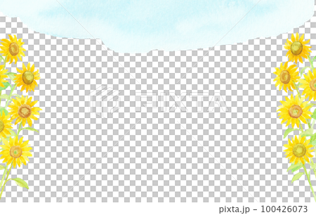 水彩絵の具で描いたひまわりの花背景 100426073
