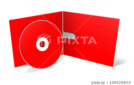 CD or DVD blank template red for presentation layouts and design. 3D rendering. CD or DVD blank template red for presentation layouts and design. 3D rendering. 100426654