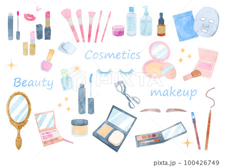 コスメイラストセット 水彩画 コスメイラストセット 水彩画 100426749
