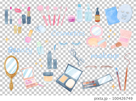 Cosmetic illustration set watercolor 100426749