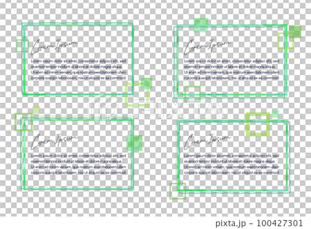 具有透明水彩觸感的綠色矩形邊框 100427301