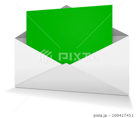 Green Postal envelope blank template for presentation layouts and design. 3D rendering. 100427451