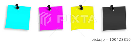 CMYK Stickie Note blank template black, cyan, yellow, magenta for presentation layouts and design. 100428816